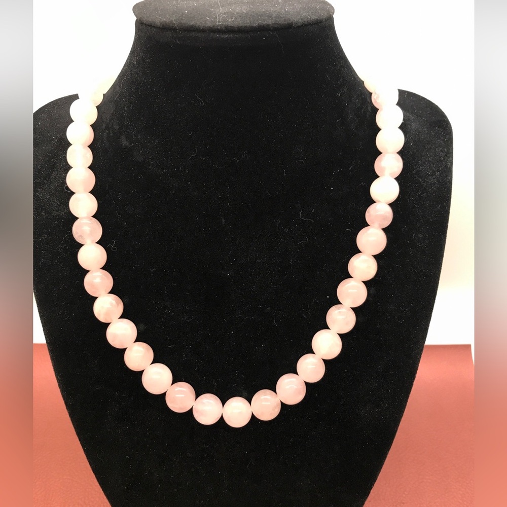 Natural Pink  Rose Quartz Vtg Bead Gems Elegant Necklace